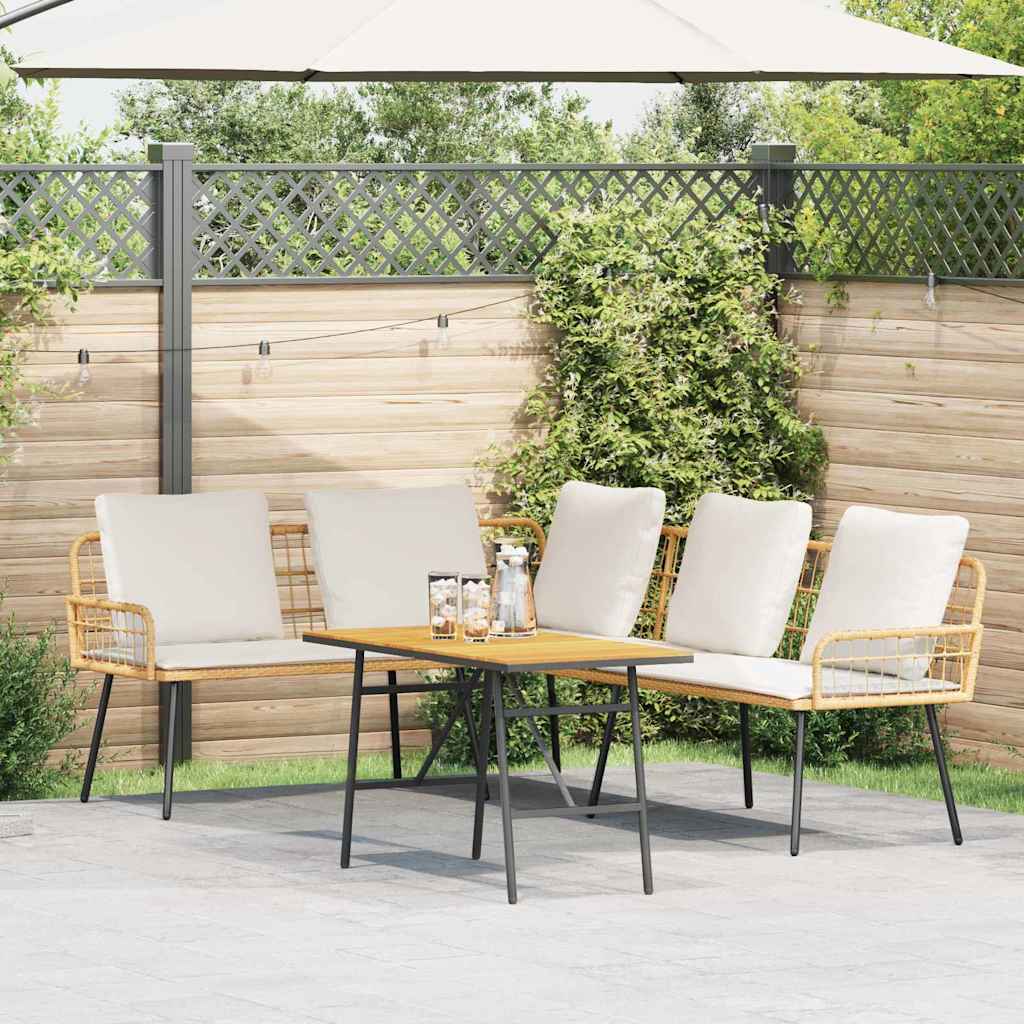 2-teiliges Garten-Sofa-Set mit Kissen aus natürlichem Poly-Rattan